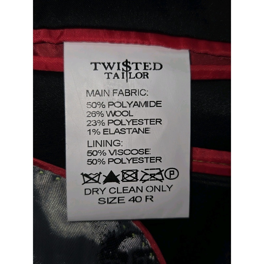 Twisted Tailor Suit Jacket Blazer Floral Mens Size 40 R Serde Grey / Black - Picture 7 of 10
